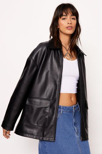 Womens Pocket Detail Faux Leather Jacket - - 12 - Nasty Gal - Modalova