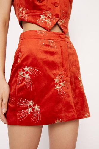 Womens Premium Embroidered Velvet Mini Skirt - - 4 - Nasty Gal - Modalova