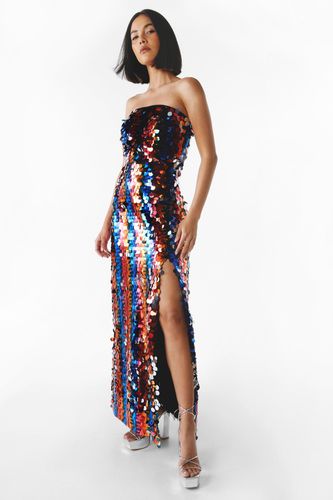 Womens Premium Stripe Disc Sequin Bandeau Maxi Dress - - 4 - Nasty Gal - Modalova