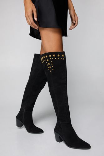 Womens Real Suede Slouchy Studded Thigh High Boots - - 3 - Nasty Gal - Modalova