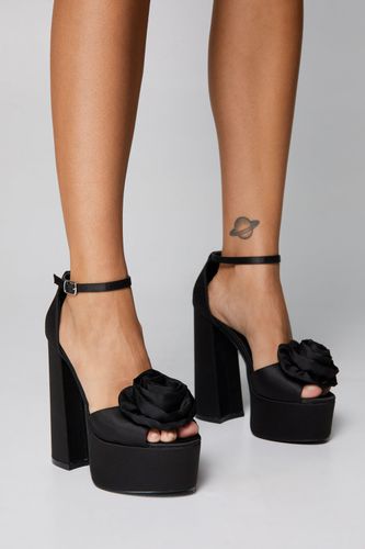 Womens Satin Flower Platform Heels - - 8 - Nasty Gal - Modalova