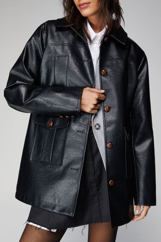 Womens Premium Button Front Faux Leather Jacket - - 16 - Nasty Gal - Modalova