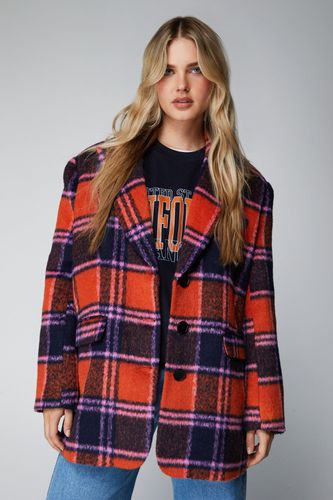 Womens Premium Wool Look Plaid Blazer Coat - - 8 - Nasty Gal - Modalova