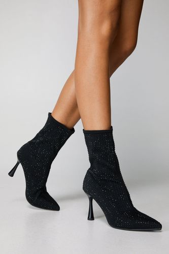 Womens Embellished Pointed Toe Ankle Sock Boots - - 8 - Nasty Gal - Modalova
