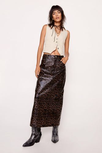 Womens Premium Leopard Faux Leather Maxi Skirt - - 4 - Nasty Gal - Modalova