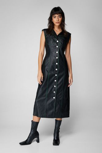 Womens Premium Distressed Faux Leather Midi Dress - - 6 - Nasty Gal - Modalova