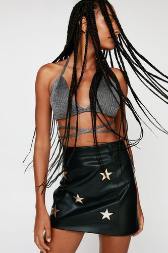 Womens Premium Metallic Star Faux Leather Skirt - - 4 - Nasty Gal - Modalova