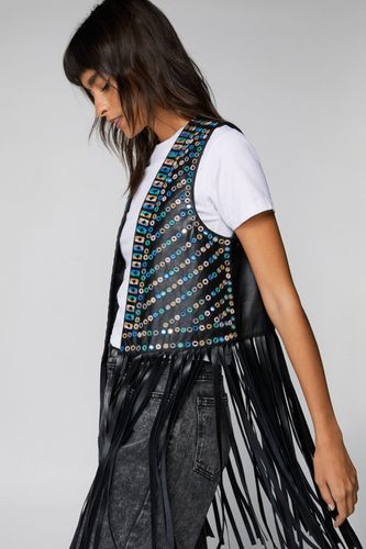 Womens Real Leather Mirror Embellished Tassel Vest - - 10 - Nasty Gal - Modalova
