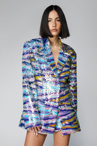 Womens Premium Sequin Stripe Tailored Blazer - - 8 - Nasty Gal - Modalova