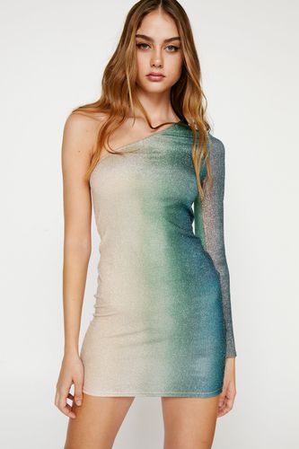 Womens Ombre Metallic One Shoulder Mini Dress - - S - Nasty Gal - Modalova