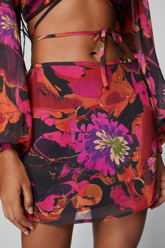 Womens Floral High Waisted Mini Skirt - - 6 - Nasty Gal - Modalova