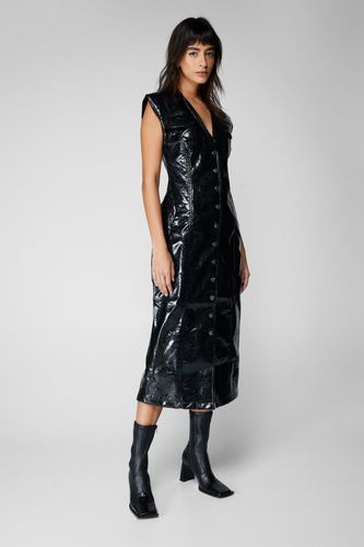 Womens Metallic Crackle Faux Leather Mini Dress - - 4 - Nasty Gal - Modalova