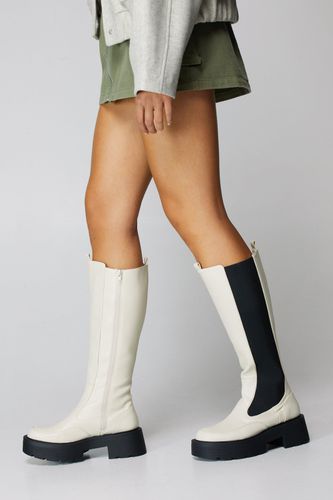 Womens Faux Leather Knee High Chelsea Boots - - 3 - Nasty Gal - Modalova