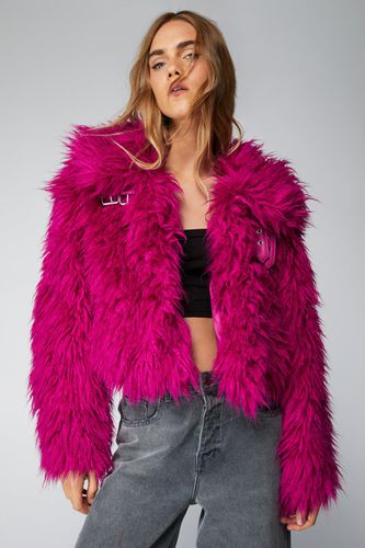 Womens Premium Buckle Detail Faux Fur Coat - - 4 - Nasty Gal - Modalova