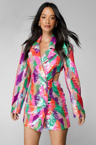 Womens Multicolored Sequin Blazer Dress - 4 - Nasty Gal - Modalova