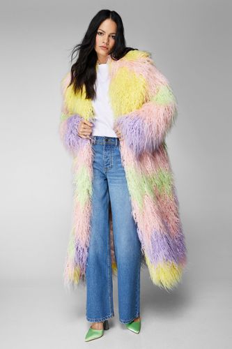 Womens Premium Ombre Longline Faux Fur Coat - - 6 - Nasty Gal - Modalova