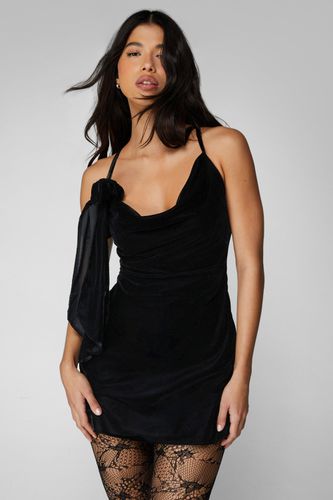 Womens Velvet Strappy Tie Detail Mini Slip Dress - - 10 - Nasty Gal - Modalova