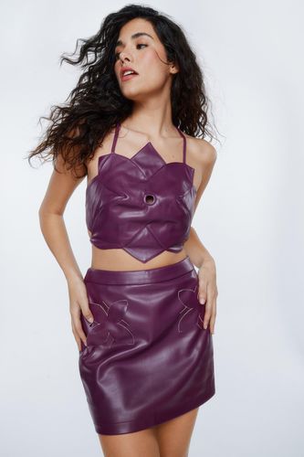 Womens Faux Leather Flower Detail Skirt - - 4 - Nasty Gal - Modalova