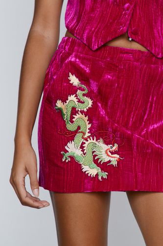 Womens Premium Embroidered Velvet Mini Skirt - - 6 - Nasty Gal - Modalova