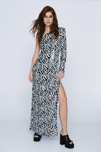 Womens Sequin Animal One Shoulder Maxi Dress - - 10 - Nasty Gal - Modalova