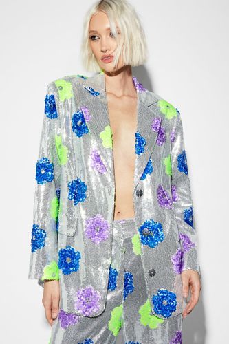 Womens Premium Floral Sequin Oversized Blazer - - 4 - Nasty Gal - Modalova