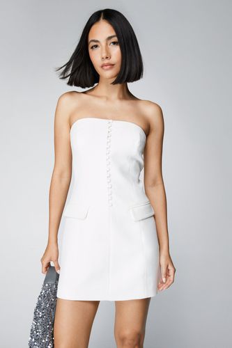 Womens Premium Tailored Rouleau Button Detail Bandeau Mini Dress - - 14 - Nasty Gal - Modalova