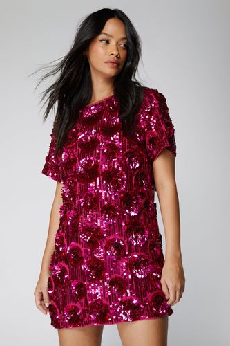 Womens 3D Floral Sequin Mini Dress - - 10 - Nasty Gal - Modalova