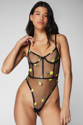 Womens Lemon and Pineapple Embroidered Underwire Lingerie Bodysuit - - M - Nasty Gal - Modalova