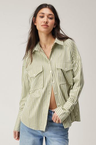 Womens Stripe Split Back Oversized Tailored Shirt - - 10 - Nasty Gal - Modalova