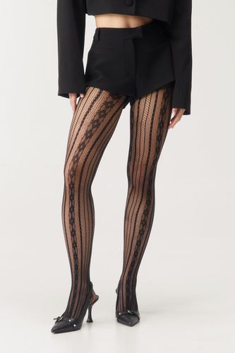 Womens Floral Stripe Patterned Tights - - ONE SIZE - Nasty Gal - Modalova
