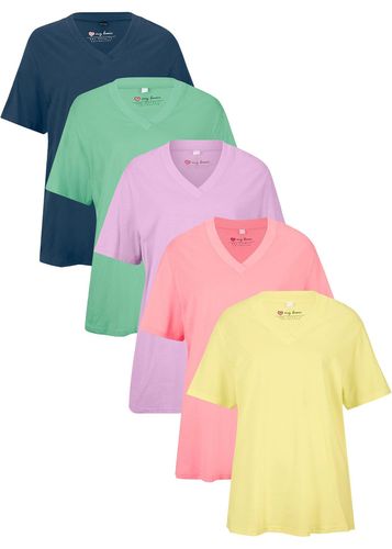 Camiseta larga y ancha con cuello en V (5 unidades), de manga corta - bpc bonprix collection - Modalova