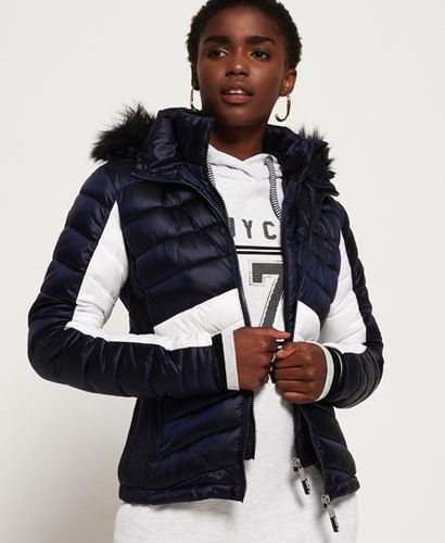 Women's Offshore Luxe Chevron Fuji Jacket Navy / Luxe Navy/Optic - Size: 10 - Superdry - Modalova