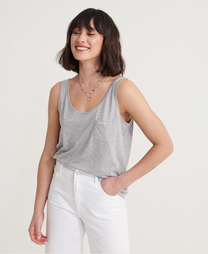 Women's Organic Cotton Essential Tank Top Dark Grey / Mid Grey Marl - Size: 6 - Superdry - Modalova