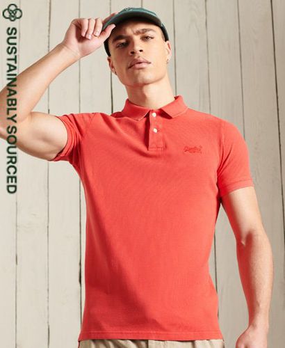 Men's Organic Cotton Vintage Washed Pique Polo Shirt / Apple - Size: M - Superdry - Modalova