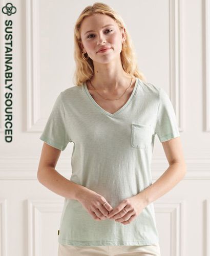 Camiseta de algodón orgánico con cuello de pico y bolsillo de al - Superdry - Modalova