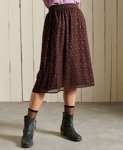 Women's Woven Metallic Midi Skirt Brown / Leopard Print - Size: 10 - Superdry - Modalova