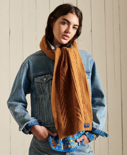 Women's Cable Lux Scarf Yellow / Turmeric Tan Marl - Size: 1SIZE - Superdry - Modalova