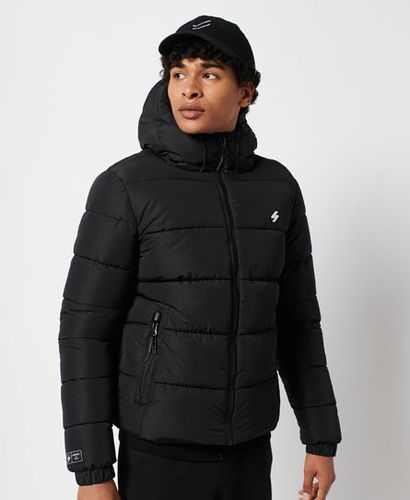 Men's Sports Puffer Hooded Jacket Black - Size: L - Superdry - Modalova