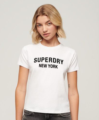Women's Sport Luxe Logo Fitted Cropped T-Shirt White / Brilliant White/Black - Size: 10 - Superdry - Modalova