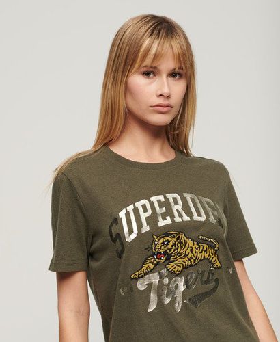 Women's Reworked Classics T-Shirt Green / Khaki Marl - Size: 10 - Superdry - Modalova