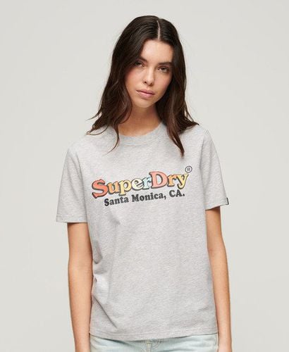 Women's Rainbow Logo Relaxed Fit T-Shirt Light Grey / Glacier Grey Marl - Size: 10 - Superdry - Modalova