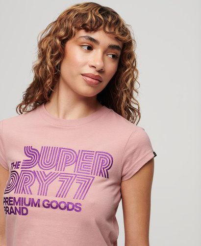 Women's Retro Glitter Logo T-Shirt / Vintage Blush - Size: 10 - Superdry - Modalova