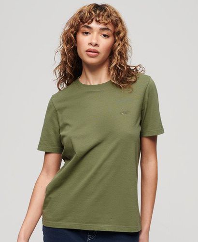 Women's Organic Cotton Vintage Logo Embroidered T-Shirt Khaki / Olive Khaki - Size: 12 - Superdry - Modalova