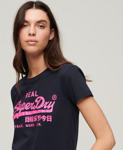 Damen und Figurbetontes T-Shirt mit Neonfarbener Grafik und Logo-Druck, Größe: 36 - Superdry - Modalova
