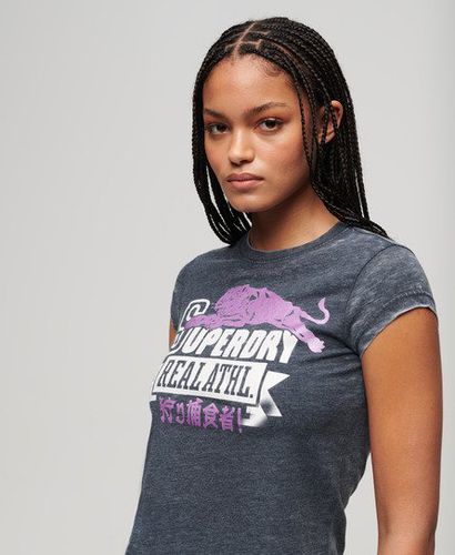 Damen Varsity T-Shirt in Ausbrenneroptik - Größe: 38 - Superdry - Modalova
