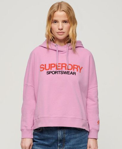 Women's Sportswear Logo Boxy Hoodie Pink / Hyper Lavender - Size: 10 - Superdry - Modalova