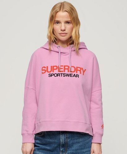 Women's Sportswear Logo Boxy Hoodie Pink / Hyper Lavender - Size: 8 - Superdry - Modalova