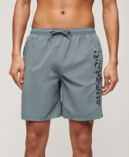 Men's Premium Embroidered 17-inch Swim Shorts / Stormy Weather Grey - Size: L - Superdry - Modalova