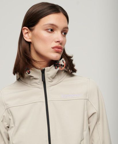 Ladies Slim Fit Hooded Soft Shell Trekker Jacket, Beige, Size: 14 - Superdry - Modalova