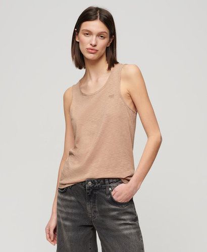 Ladies Classic Embroidered Logo Scoop Neck Tank Top, Taupe, Size: 10 - Superdry - Modalova
